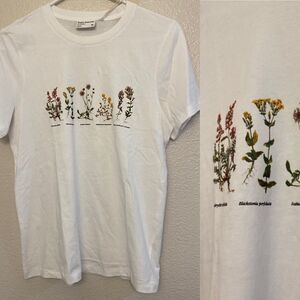Frank & Oak Wildflower Graphic T-shirt Floral botanical herbal organic cotton S